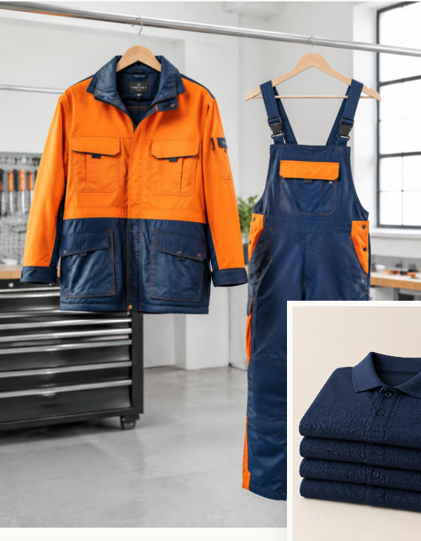 Uniformes produzidos na fábrica da Total Confecções
